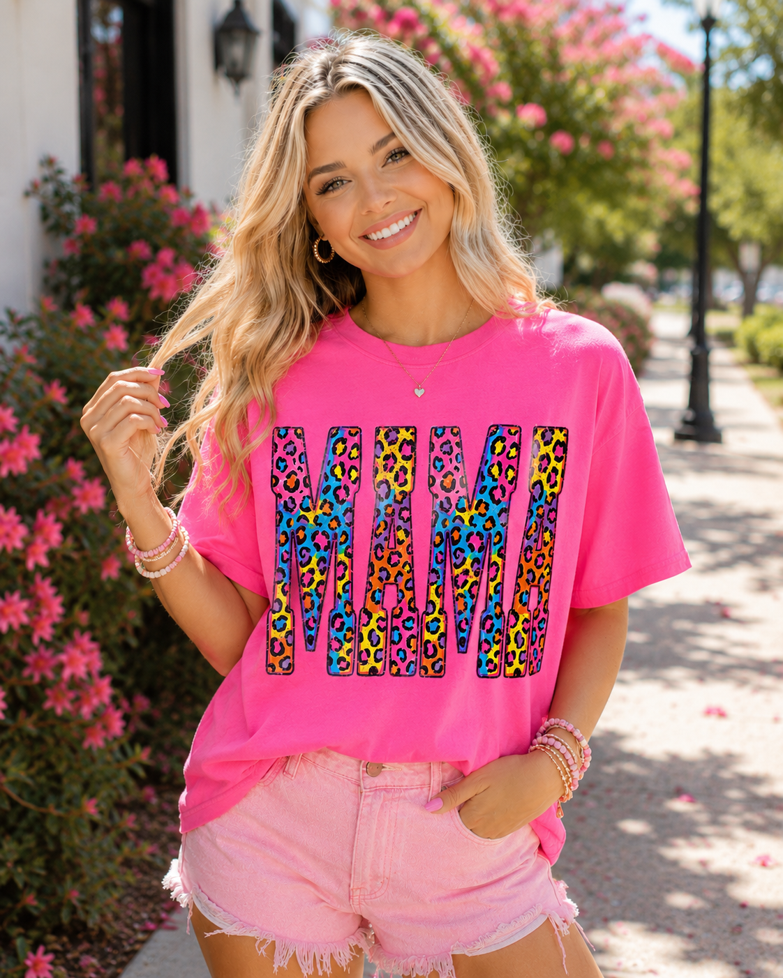 MAMA Rainbow Leopard Tee