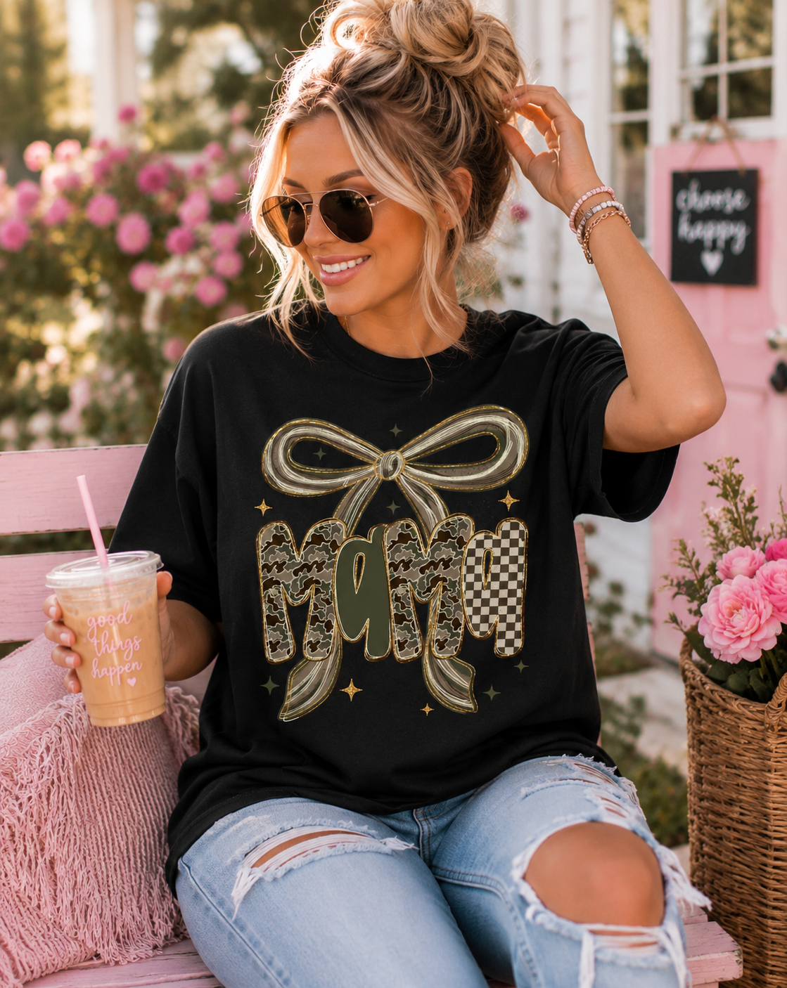 MAMA Camo Bow Tee