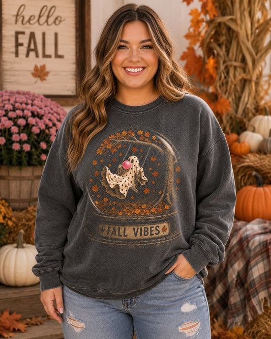Fall Vibes Ghost Snow Globe Tee
