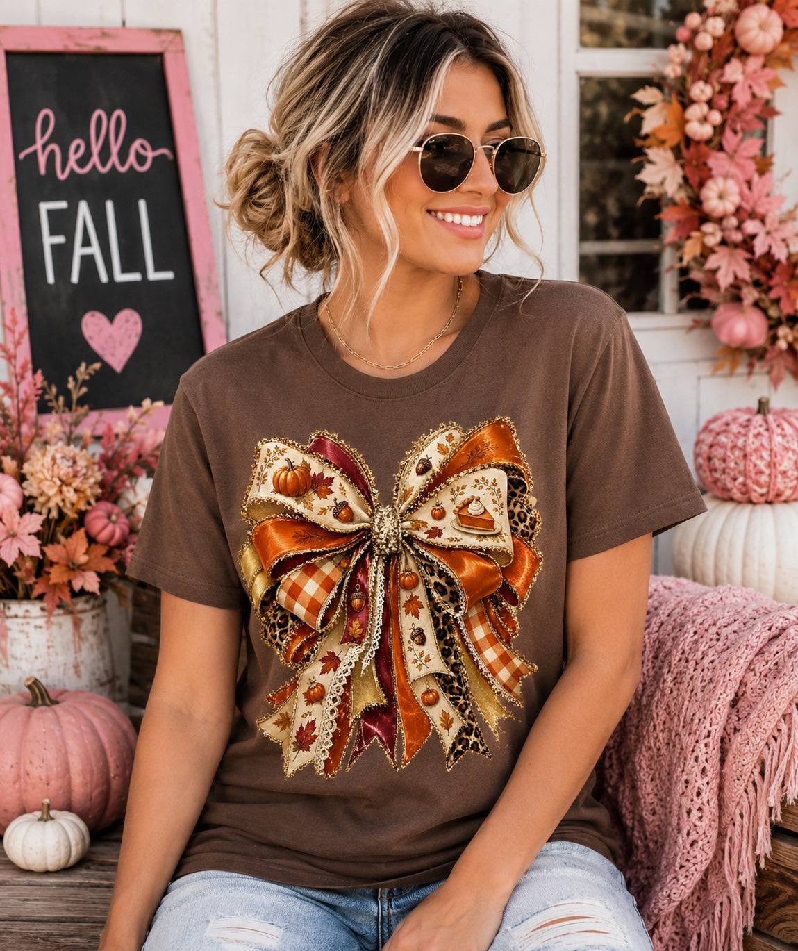Hello Fall Leopard Bow Tee