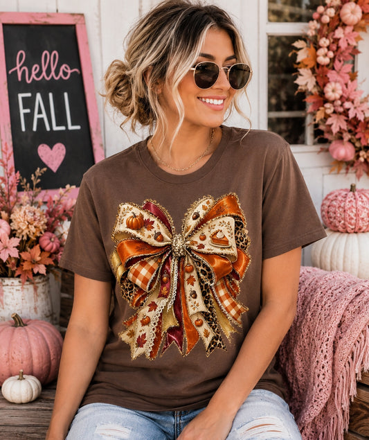 Hello Fall Leopard Bow Tee