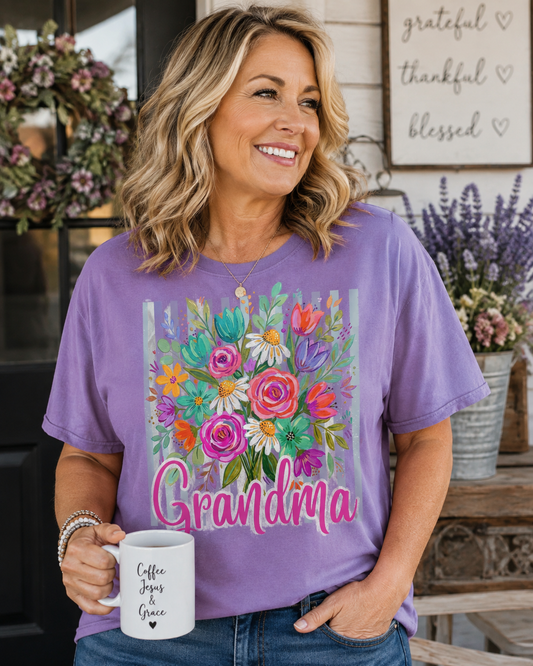 Grandma Bright Bouquet Tee