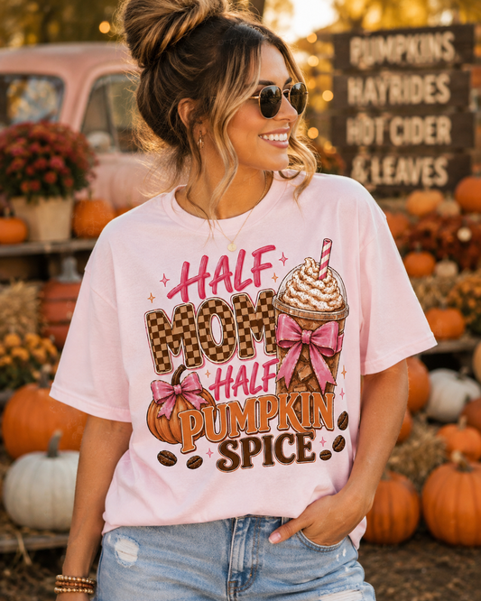 Half Mom Half Pumpkin Spice Tee