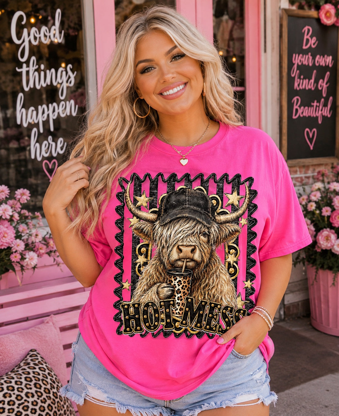 Hot Mess Highland Cow Tee